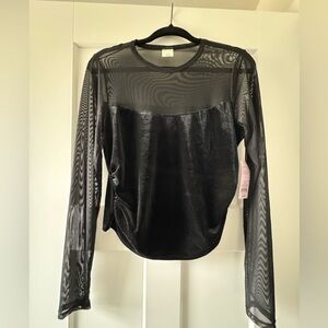 Black Sheer Long Sleeve Top